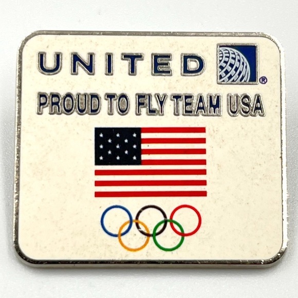 VTG United Airlines Team USA Olympics Lapel‎ Pin Proud to Fly Silver Tone Enamel